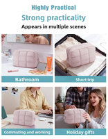 Nouvelle trousse de maquillage matelassée et gonflée, pochette cosmétique portable, organiseur de toilette mignon pour les voyages