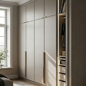 Armoire en bois massif BALOM, fabrication directe d'usine, façade mate et poignées en laiton, design minimaliste, meubles de chambre à coucher - Product Image 5