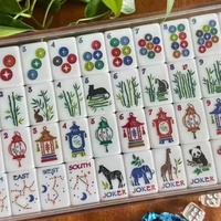 Jeu de tuiles de Mahjong américain en acrylique pour le commerce électronique, emballage portable format voyage pour divertissement par échecs et cartes