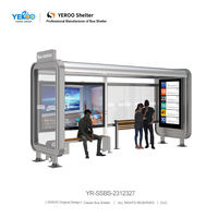 Abri de bus moderne en acier de conception originale, de haute qualité, personnalisé, avec boîte à lumière LED, résistant aux intempéries, économe en énergie, pour l'urbanisme public