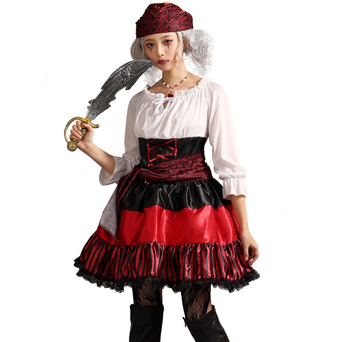 open lace back dress Black Pirate Vest main image 1