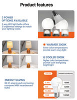 Ampoule LED d'intérieur personnalisable E27/B22, culot en plastique, alimentation CA, 6000K, 5W, certifiée Energy Star, 12000 lumens pour