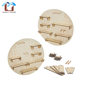 Casa ajustable decoración de pared organizador del soporte de exhibición de madera redonda tablero - Product Image 2