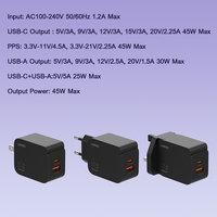 Chargeur rapide LDNIO Q3 45W PD QC3.0 avec prise EU/UK/US, adaptateur de charge rapide avec câble, compatible avec plusieurs appareils, chargeur mural