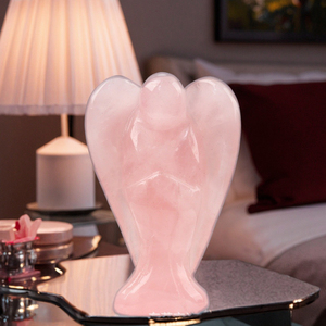 Ingrosso angelo di cristallo di quarzo rosa naturale figurina inciso a mano a tema d'amore angelo per i regali - Product Image 1