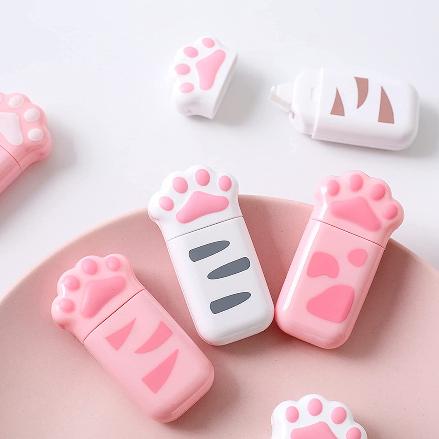 Корректирующая лента в виде кошачьей лапки с молоком, 6 упаковок, включает в себя 3 кошачьих лапки из мультфильма для детей, студентов, школьных принадлежностей