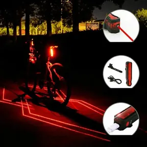 Folding Laser Bike Light Front Rear Safety Warning Bicycle Light USB Rechargeable Bike Tail Rear Waterproof Cycling Lamp