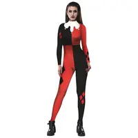 2022 Costume Sexy personalizzato all'ingrosso Costume Cosplay di Halloween tuta Joker Clown stampato body Party Women Costume di Halloween