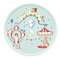 DAMAI Prêt à expédier – Vaisselle jetable écologique en papier sur le thème du cirque – Assiettes et serviettes – Ensemble de vaisselle de fête sur le thème du carnaval