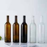 Bouteille de vin vide personnalisable avec logo 750 ml pour Bordeaux et Bourgogne, transparente, ambrée, verte, avec bouchon de scellage