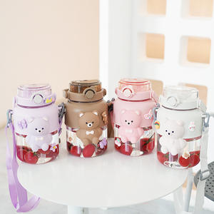 Verres en plastique Tasses pour enfants Bouteille Grande capacité <span class=keywords><strong>Tasse</strong></span> en plastique Mignon beau avec paille <span class=keywords><strong>Tasse</strong></span> à eau gros ventre - Product Image 3