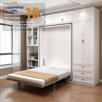 Cama Murphy Vertical Giratoria Multiusos Moderna de Madera que Ahorra Espacio, Mecanismo de Cama Plegable Giratoria Oculta en la Pared
