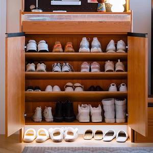 Mueble Zapatero Nórdico de Madera de Cerezo con 2 Compartimentos, Mueble de Almacenamiento para Sala de Estar - Product Image 4