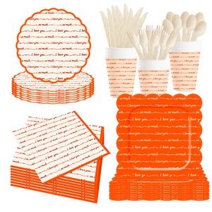 DAMAI Valentine's Party Theme Decor Bulk Wholesale Set Red Check Love You Paper Plates <b>Tablecloth</b> Party <b>Disposable</b> Tableware - Product Image 3