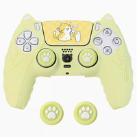 Nouveau mignon étui de protection en silicone pour contrôleur de jeu PS5 étui souple joystick couvercle capuchon touchpad ensemble d'autocollants