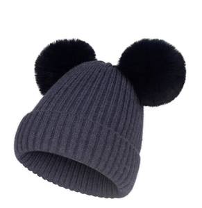 Hiver Automne Chapeau en laine filée Faux Sable Fourrure Boule Double <span class=keywords><strong>Pompon</strong></span> <span class=keywords><strong>Bonnet</strong></span> Tricoté Hommes Femmes <span class=keywords><strong>Bonnet</strong></span> de haute qualité pour la peau - Product Image 6