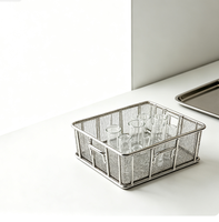 Panier de stérilisation en maille métallique en acier inoxydable Bingrong avec couvercle, panier de rangement pour nettoyage médical