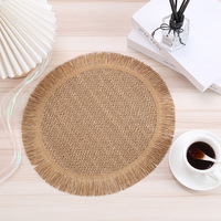 Sets de table ronds décoratifs résistants à la chaleur, tissés à la main en matériau naturel pour table à manger