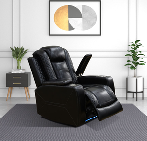 Ensemble de canapés électriques inclinables modernes en cuir avec fonction convertible et extensible, pour salon, avec fonction rafraîchissante - Product Image 6