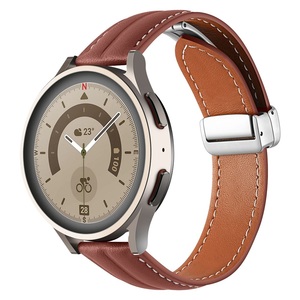 <span class=keywords><strong>Bracelet</strong></span> intelligent en <span class=keywords><strong>cuir</strong></span> véritable <span class=keywords><strong>avec</strong></span> <span class=keywords><strong>boucle</strong></span> pliante magnétique argentée pour Samsung Galaxy Watch 6 5 4, 20mm, 22mm - Product Image 4