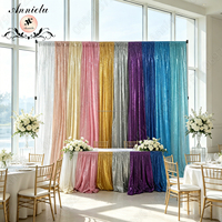 ANNIELU Rideau de fond de scène de luxe en polyester à paillettes de 3 mm, panneau mural scintillant, toile de fond photographique, décoration de mariage et de fête