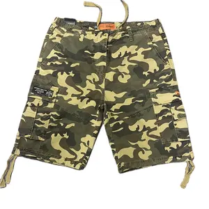 Pantalones cortos holgados de algodón con bolsillos para hombre, con estampado de camuflaje, buena calidad