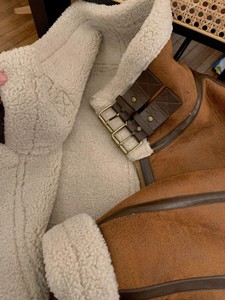 Manteau de motard Chic kaki pour <span class=keywords><strong>femme</strong></span>, veste de moto en polaire Sherpa, col rabattu, nouvelle collection hiver <span class=keywords><strong>2022</strong></span> - Product Image 4