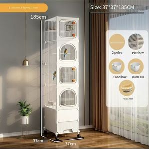 Gabbia Speciale Sky-high Mansion per Pappagalli Crassali, Vassoio di Alimentazione in Plastica Anti-Spruzzo, Pannello Rimovibile per Facile Pulizia, Pieghevole - Product Image 2