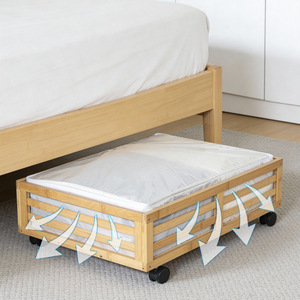 Under <b>Bed</b> Bamboo Storage Box With Wheels 30L-40L Capacity Movable Rectangle Storage Rack For Bedroom Organization - Product Image 3