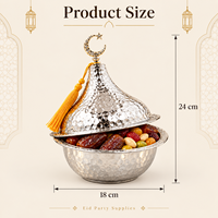 Décoration de maison musulmane pour l'Aïd Ramadan, centre de table, fournitures de fête, boîte en métal en forme de croissant pour dattes, bonbons, noix