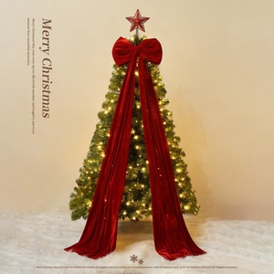Décorations de Noël artisanales <span class=keywords><strong>Mishi</strong></span> MS Flint Velvet, nœuds rouges floqués extra larges de 1,6/2 m, ornements suspendus pour arbre - Product Image 4