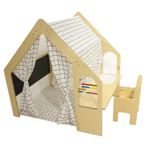 Children's Indoor Playground Teepee Luxury Castle Playhouse Wooden Playhouse Tent Tunnel For Kid