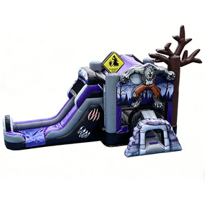 Château gonflable sur le thème du <span class=keywords><strong>loup</strong></span>-<span class=keywords><strong>garou</strong></span> avec toboggan pour enfants, idéal pour les fêtes d'aventure effrayantes, château gonflable commercial - Product Image 1