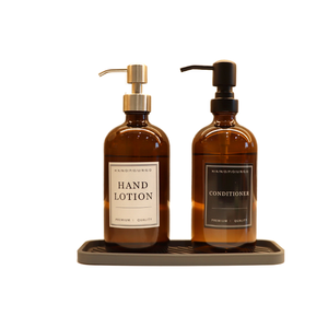 <span class=keywords><strong>Bouteille</strong></span> Distributrice de Mousse en Verre Ambré 16oz pour Cosmétiques et <span class=keywords><strong>Savon</strong></span>, avec Pompe Dorée et Brosse pour Nettoyage des Mains - Vente Flash - Product Image 1