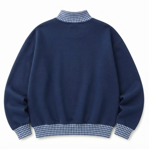 Sudadera de cuello alto de algodón 100% de alta calidad para mujer, color liso, estilo gingham, corte holgado, personalizable con tu marca, ropa de otoño para chica. - Product Image 5