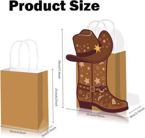 12 Bolsas de Papel con Diseño de Botas de Vaquero, Tema del Oeste, para Fiestas de Rodeo, Bolsas de Regalo Kraft con Asas para Fiestas de Cumpleaños de Vaqueros y Vaqueras - Product Image 4