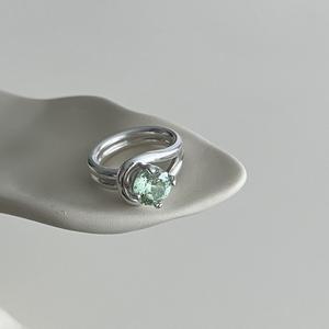 Anillo de Plata Pura S925 Hecho a Mano con un Solo Diamante, Anillo de Mujer con Diamante Paraiba Verde Oliva Multicorte de Alto Contenido de Carbono, Chapado en Oro de 18K - Product Image 4