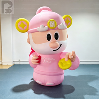 Personnage gonflable géant du Dieu de la Fortune rose de dessin animé avec pièce de monnaie pour le Nouvel An, idéal pour les centres commerciaux, les places publiques et le Festival du Printemps