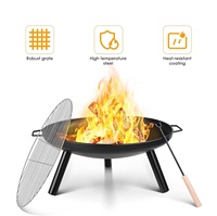 Cvnc — bol de feu de camping 24 pouces 60cm, dispositif d'extérieur pour foyer de jardin avec grille de cuisson