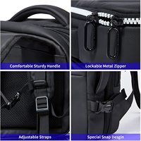 Sac à dos multifonctionnel Oxford imperméable antivol avec port USB et compartiment pour ordinateur portable à motif lettres