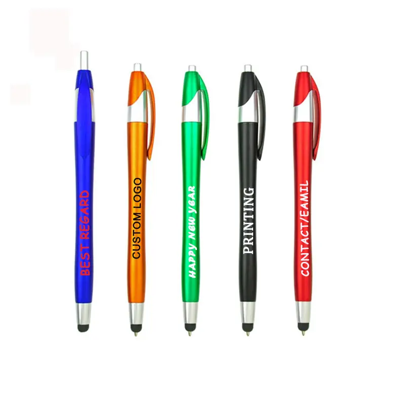 Meilleure vente 2 en 1 stylet en plastique promotionnel moins cher stylo personnalisé avec logo