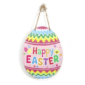 Décoration de porte en forme d'œuf de Pâques, petit œuf en bois, décoration de porte suspendue. Joyeux Pâques, ornement en gros - Product Image 5