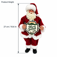 Figurine du Père Noël de 27 cm (10,6 pouces) avec inscription Joyeux Noël, costume rouge, décoration de table pour la maison et l'affichage en magasin