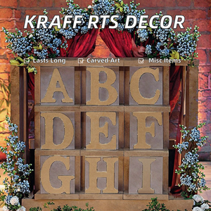 <strong>Wooden</strong> Wall Hangings KRAFF RTS Handcrafted Folk Art Engraved MDF Block Customizable Large Alphabet <strong>Letters</strong> Wedding Decoration - Product Image 2