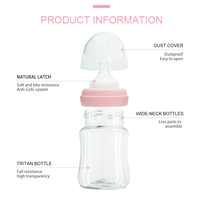 Ensemble de biberons de lait pour bébé Tritan haute dureté col large sans BPA de qualité alimentaire avec des matériaux en verre de silicone PP pour l'alimentation de bébé