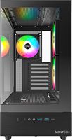Gabinete de PC para Juegos MONTECH XR-B ATX Mid-Tower, 3 Ventiladores ARGB PWM de 120 mm Preinstalados, Diseño de Madera con Cristal Templado de Vista Completa, 4090