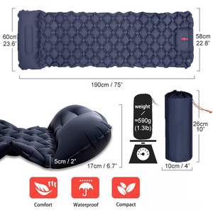 LT-88 Nylon TPU Air <b>Sleeping</b> Mat-Ultra <b>Light</b> Portable 190cm Length Moisture-Proof Outdoor Camping Tent Use Manual Air Pump - Product Image 4