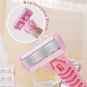 Women's Manual Razor 6 Blade Stainless Steel Pink Body Shaver Razor For Whole Body Use - Product Image 3
