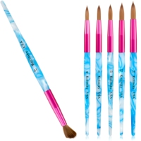 Pinceau à ongles en acrylique 100% Kolinsky, manche bleu ciel, embout acrylique, taille 8 10 12 14 16 18 20, emballage OEM
