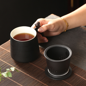 <span class=keywords><strong>Tazza</strong></span> da tè Zen in ceramica fatta a mano, creativa, grande capacità, per ufficio, con filtro <span class=keywords><strong>e</strong></span> coperchio in legno - Product Image 2